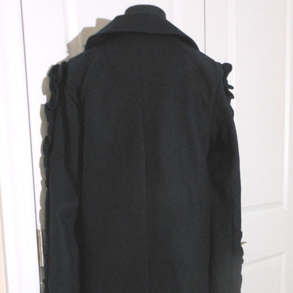 ANTHROPOLOGIE Navy Ruffled Sleeve Coat S NWT $168 - Picture 6 of 8
